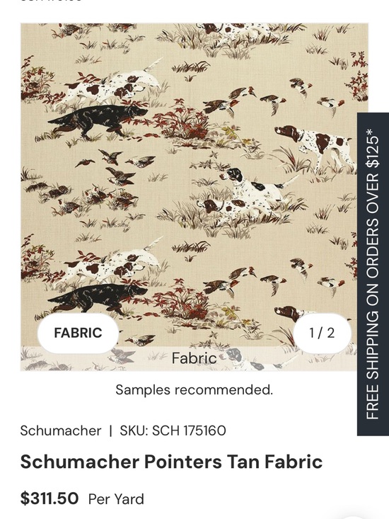 Schumacher Other - Schumacher Pointers Tan Fabric - Classic Hunting Dog Print